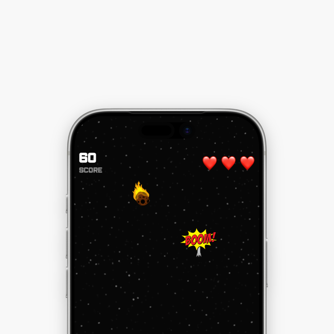 SpaceShot! Retro-Weltraumspiel mit Rakete und Meteoriten